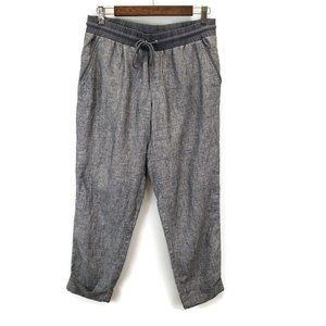 Athleta Womens Bali Linen Ankle Pants Size 8 Gray Drawstring Elastic Waist Beach